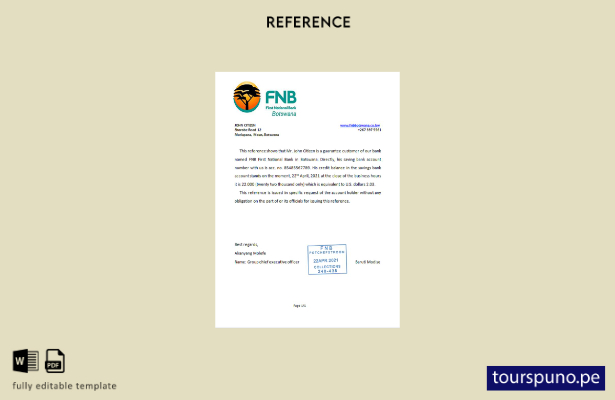 listo para imprimir plantilla de referencia del FNB de Botswana de Botswana